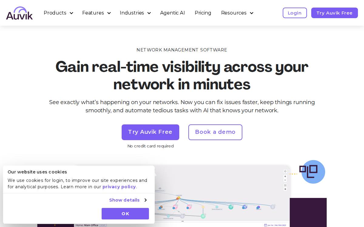 Auvik Networks website preview