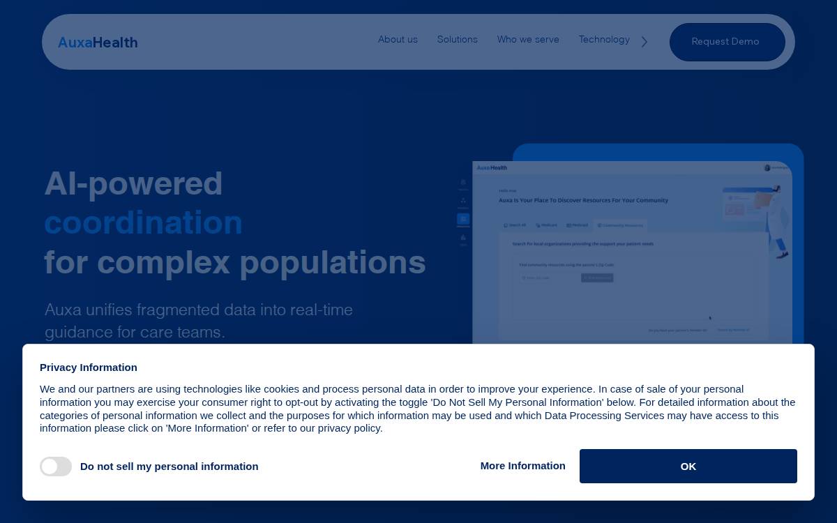Auxa Health website preview