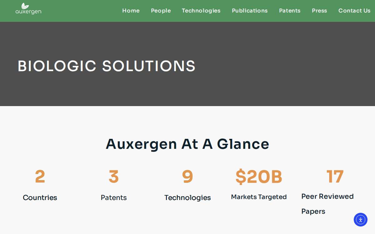 Auxergen website preview