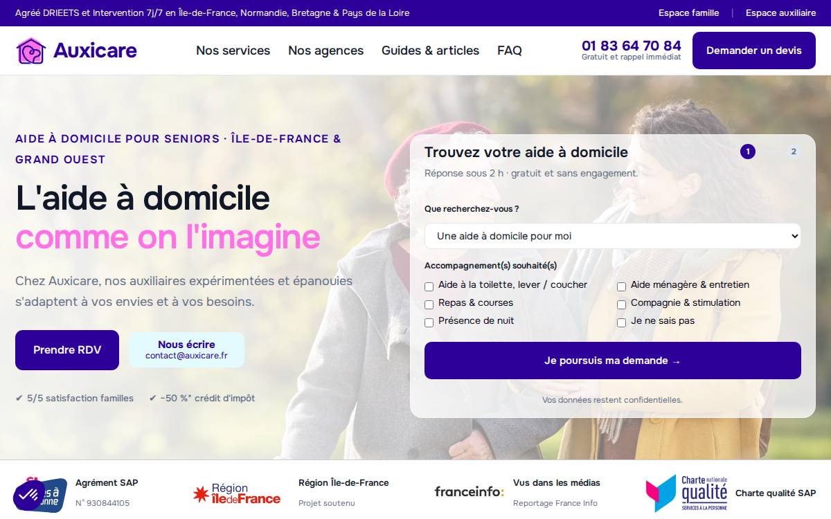 Auxicare website preview