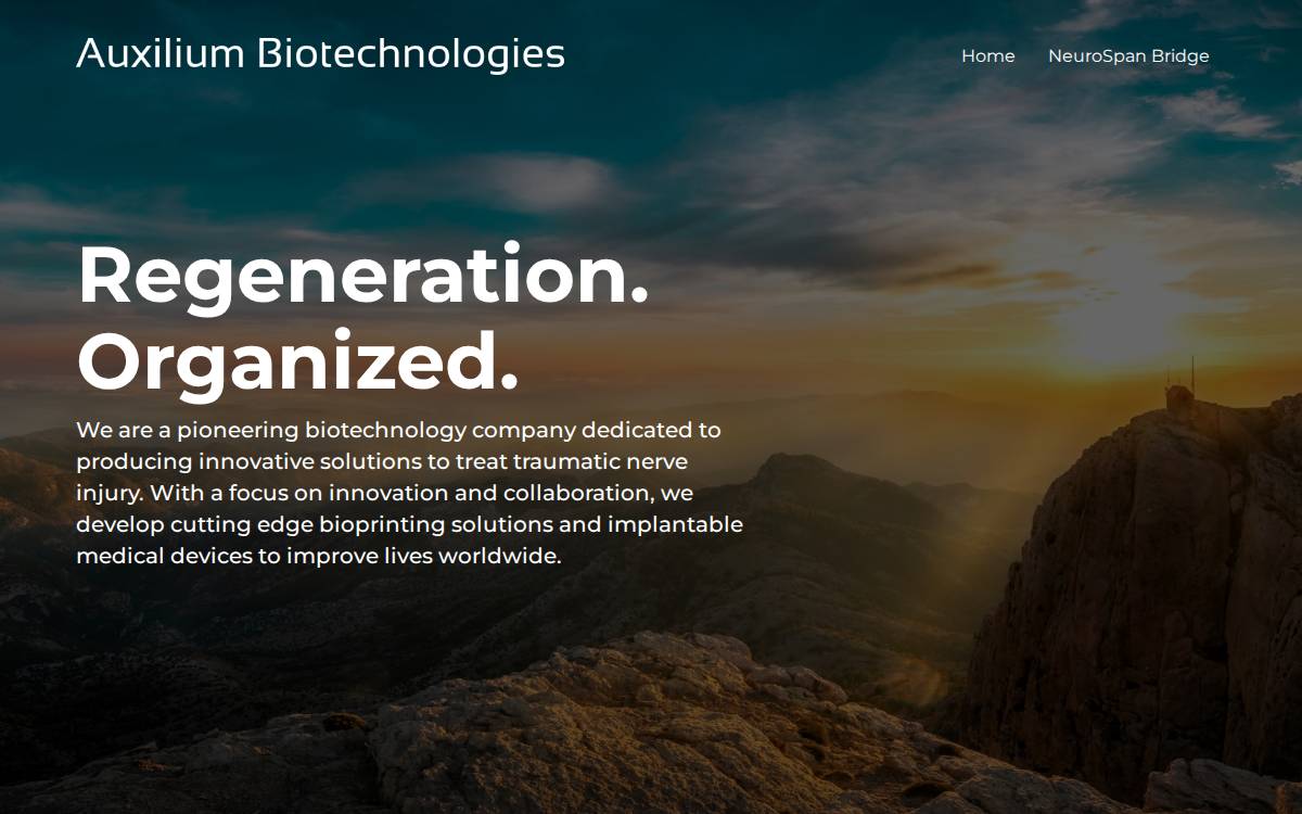 Auxilium Biotechnologies website preview