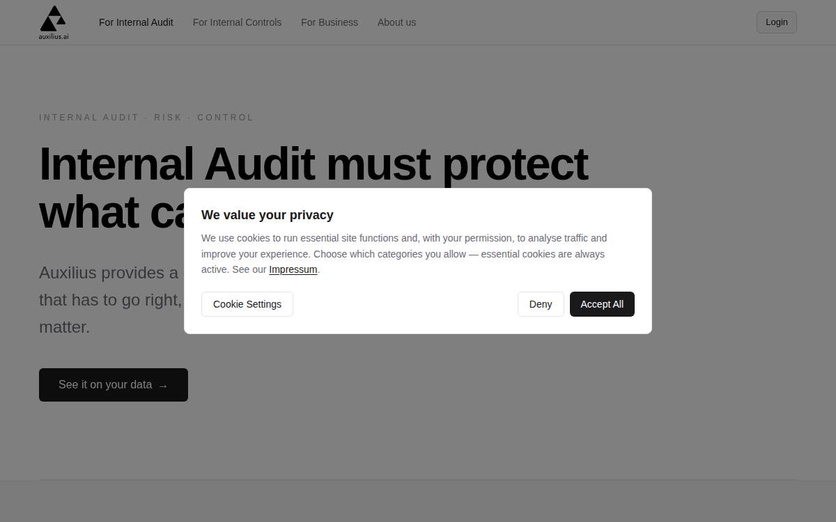 Auxilius.ai website preview