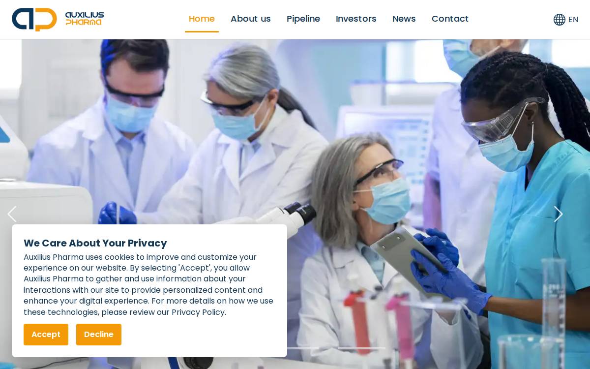 Auxilius Pharma website preview
