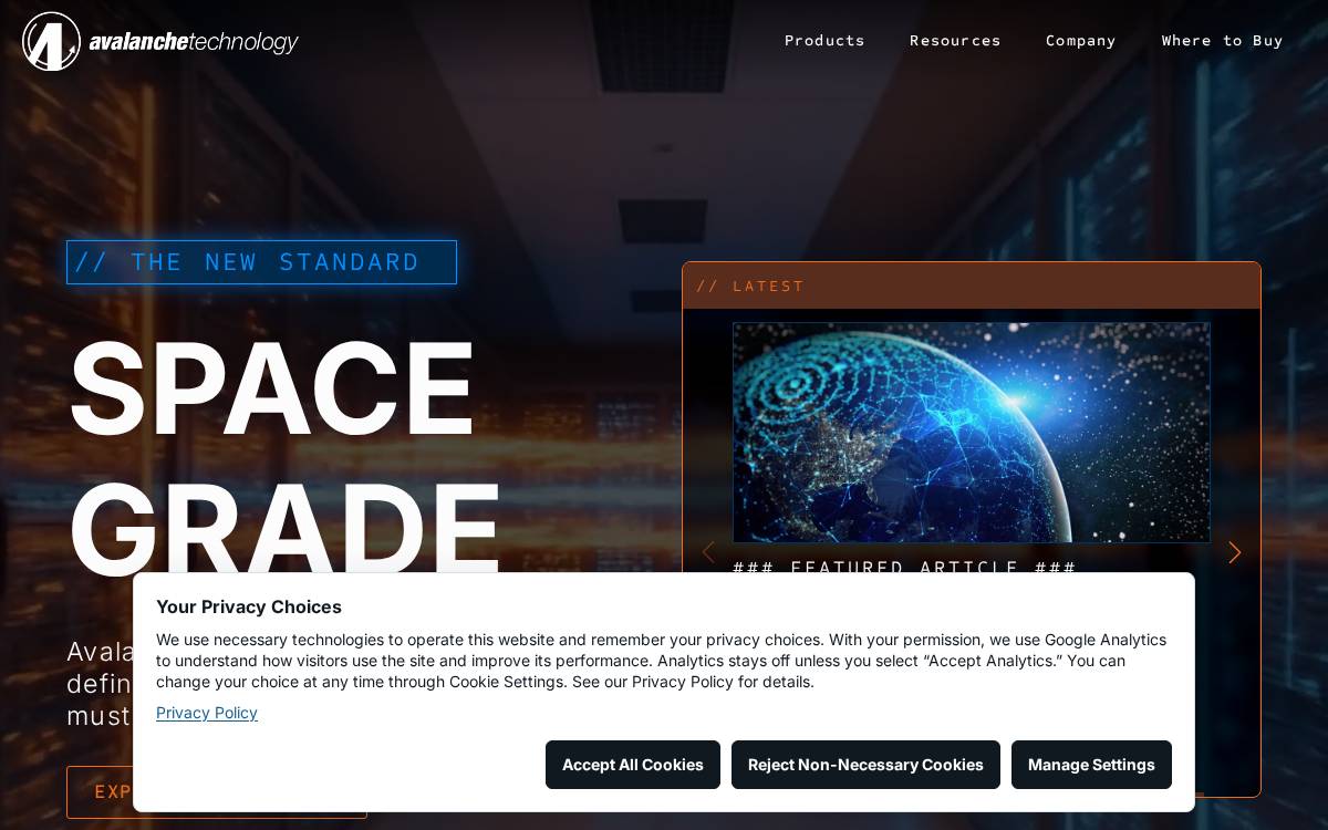 Avalanche Technology website preview