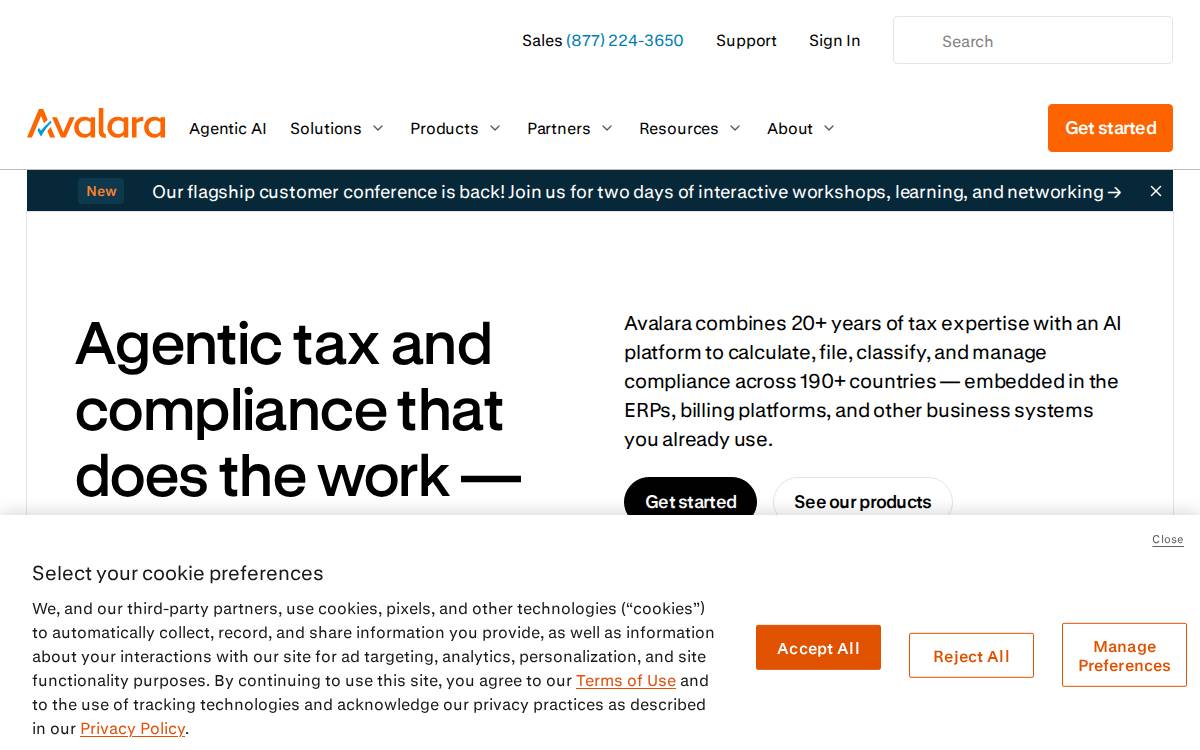 Avalara website preview