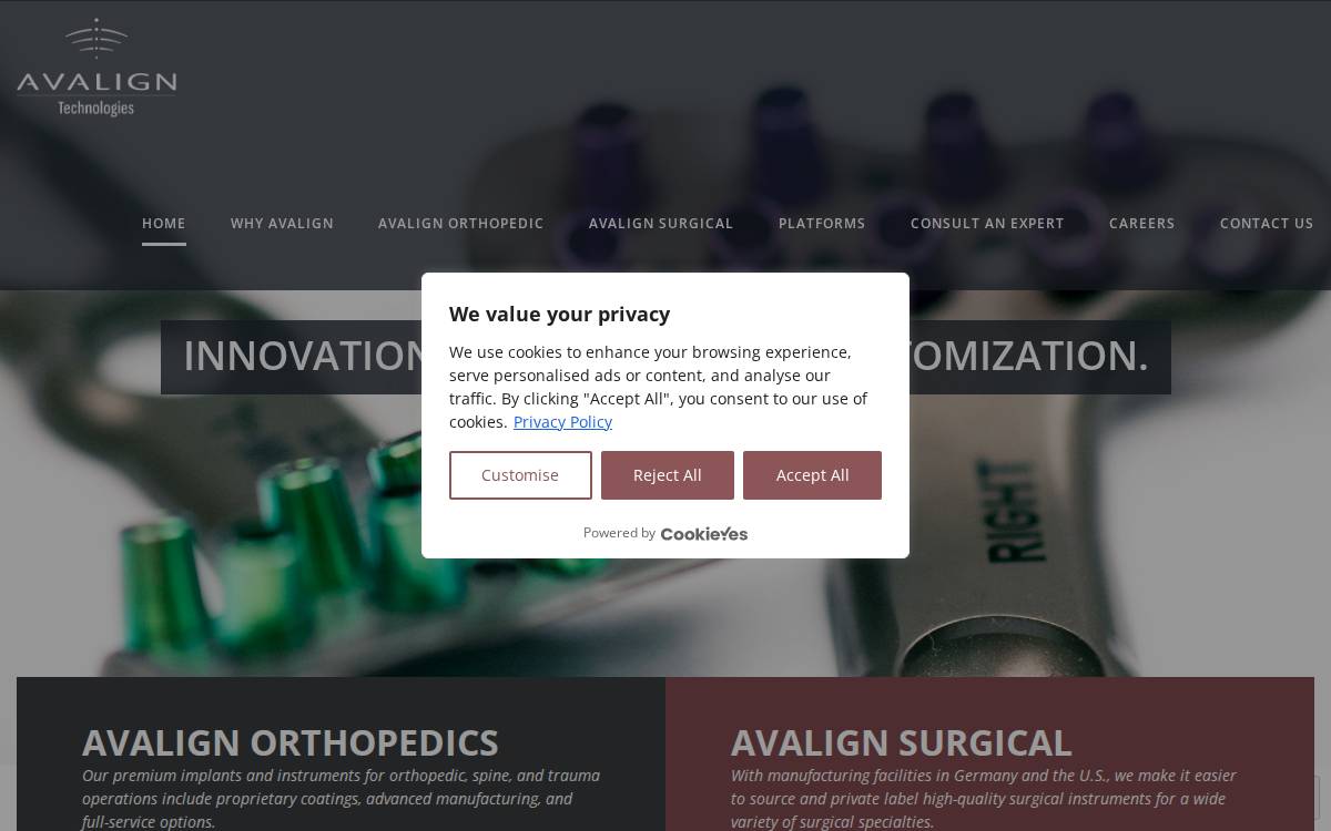Avalign Technologies website preview