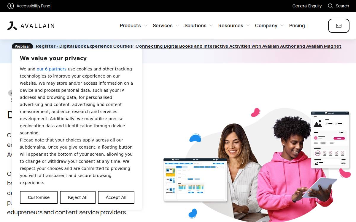 Avallain website preview
