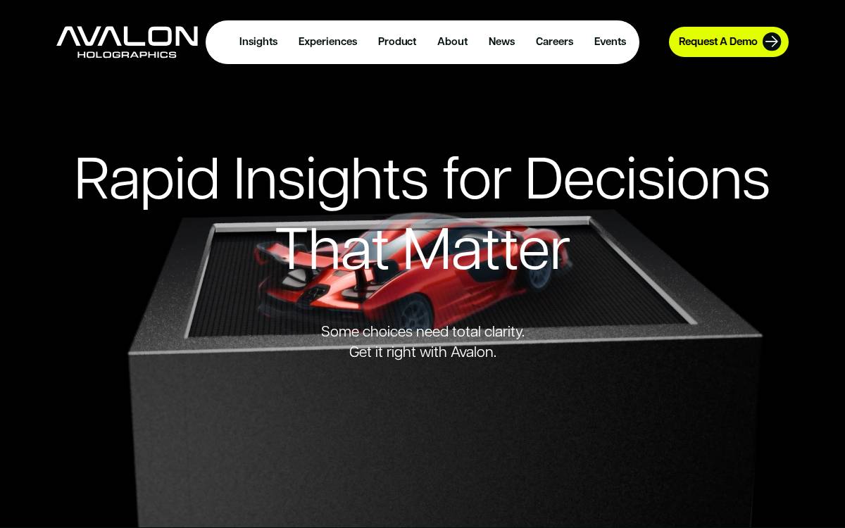 Avalon Holographics website preview