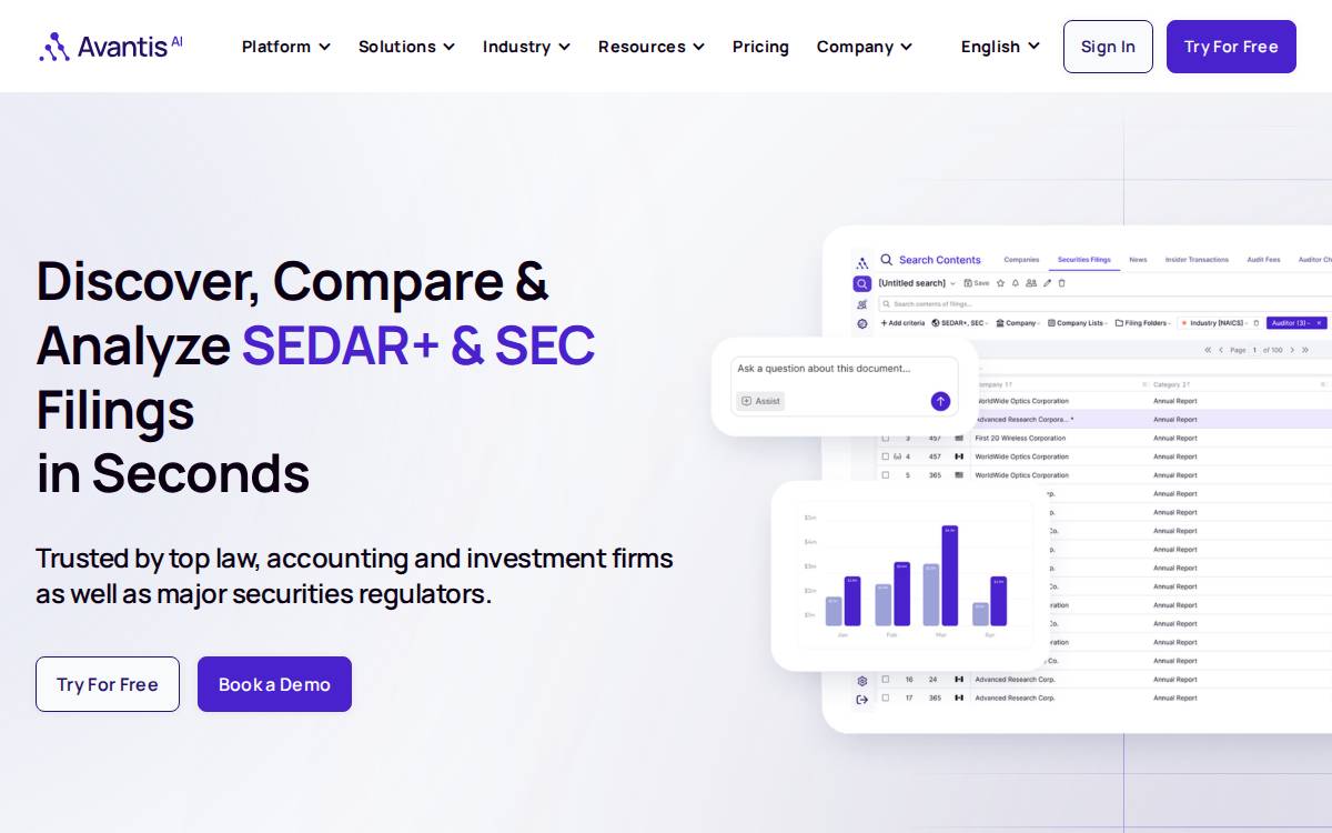 Avantis AI Inc. website preview