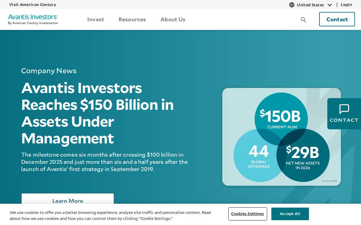 Avantis Investors website preview