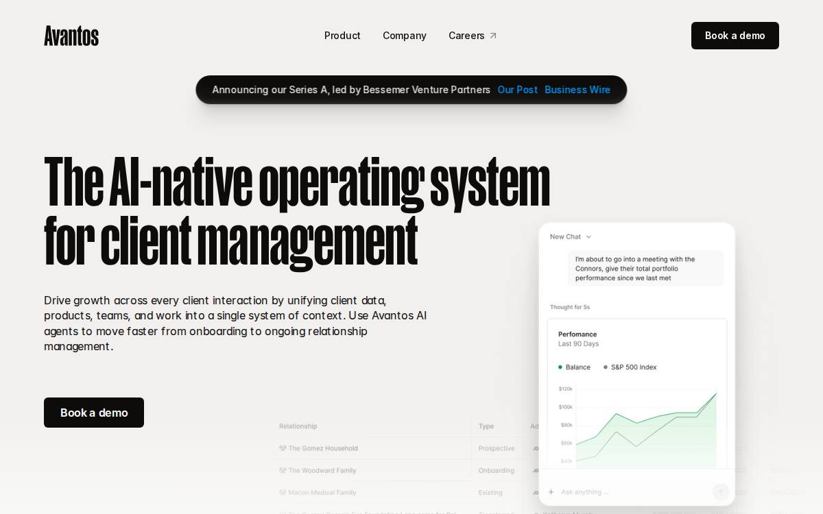 Avantos website preview