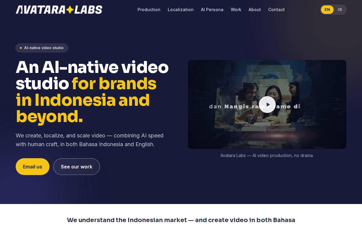 Avataralabs website preview