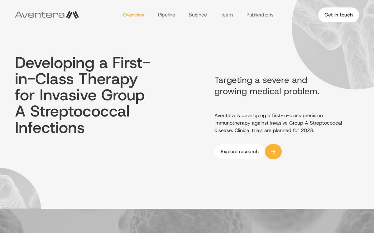 Aventera Antibodies website preview