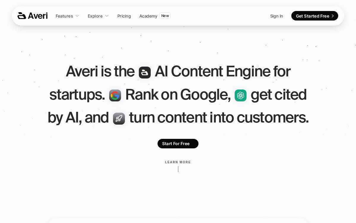 Averi website preview