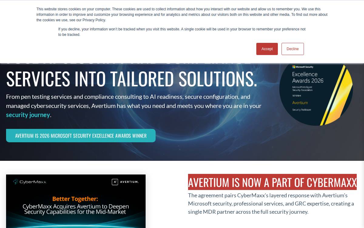 Avertium website preview
