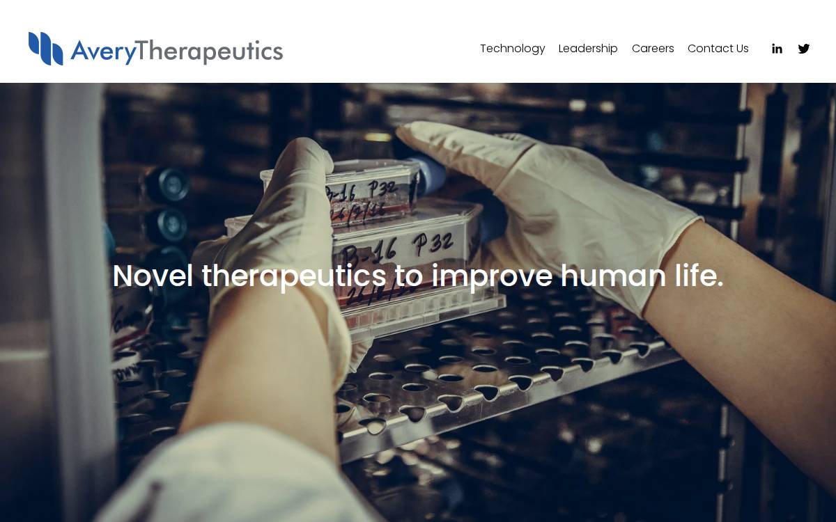 Avery Therapeutics website preview