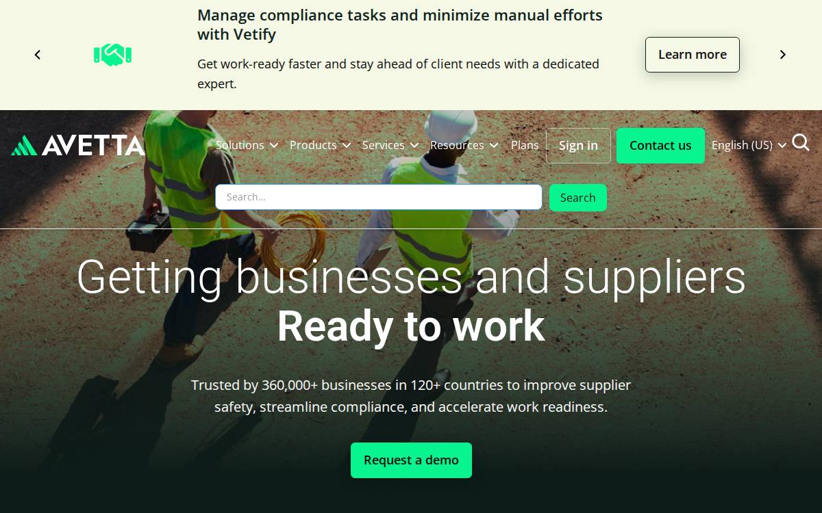 Avetta website preview