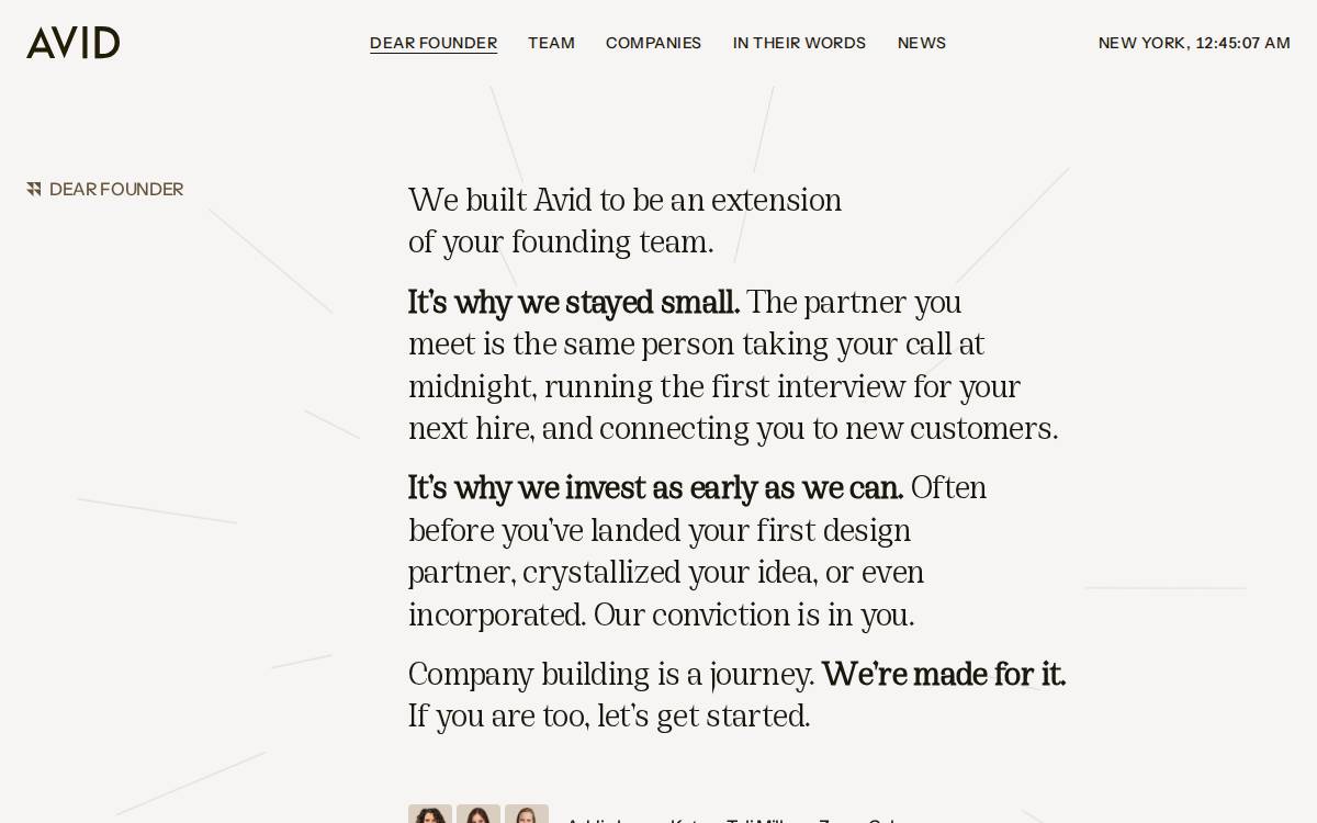 Avid Ventures website preview