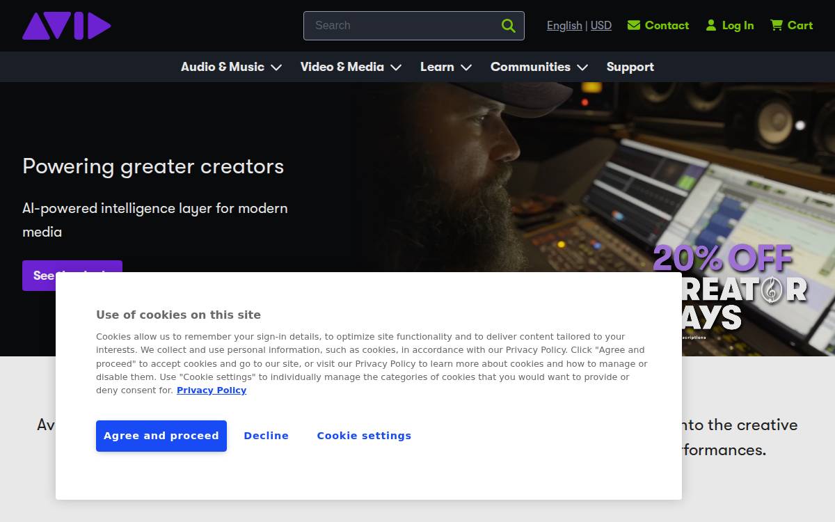 Avid website preview