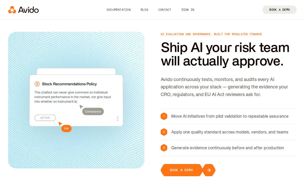 Avido AI website preview