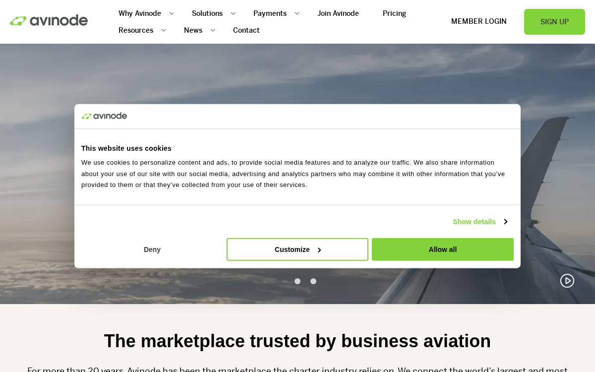 Avinode website preview