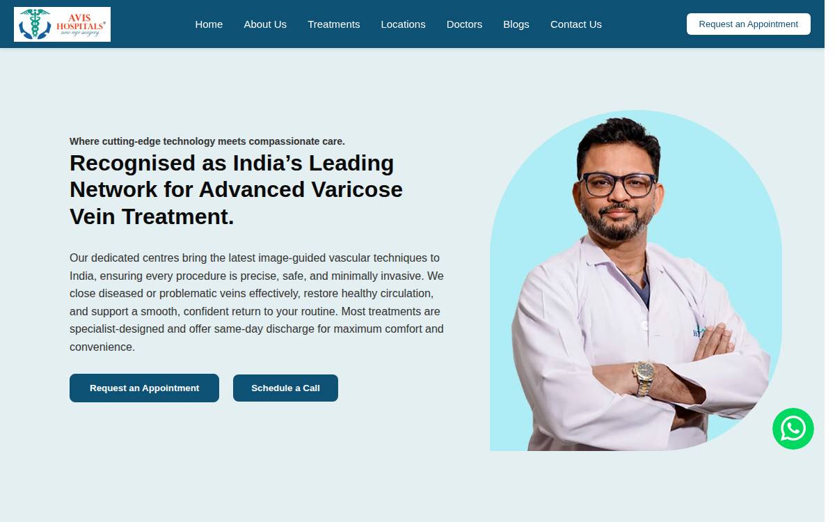 avis hospitals website preview