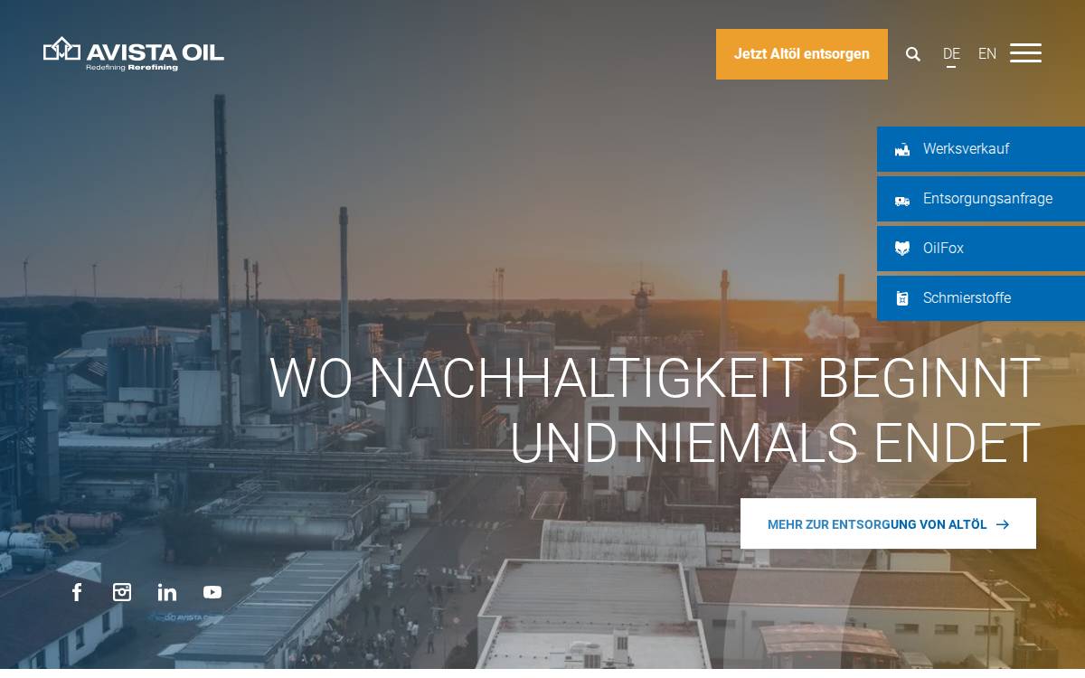 AVISTA OIL AG website preview