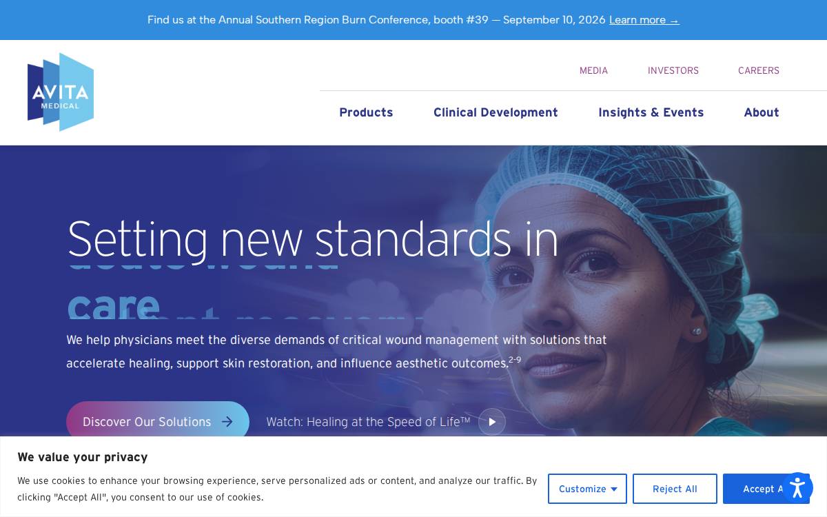 Avita Medical website preview