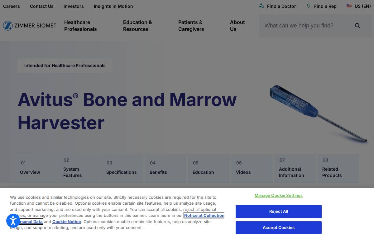 Avitus Orthopaedics website preview
