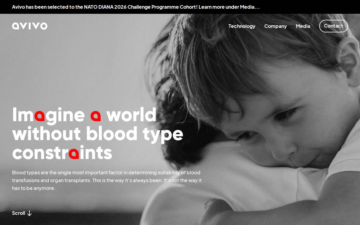 Avivo Biomedical Inc. website preview