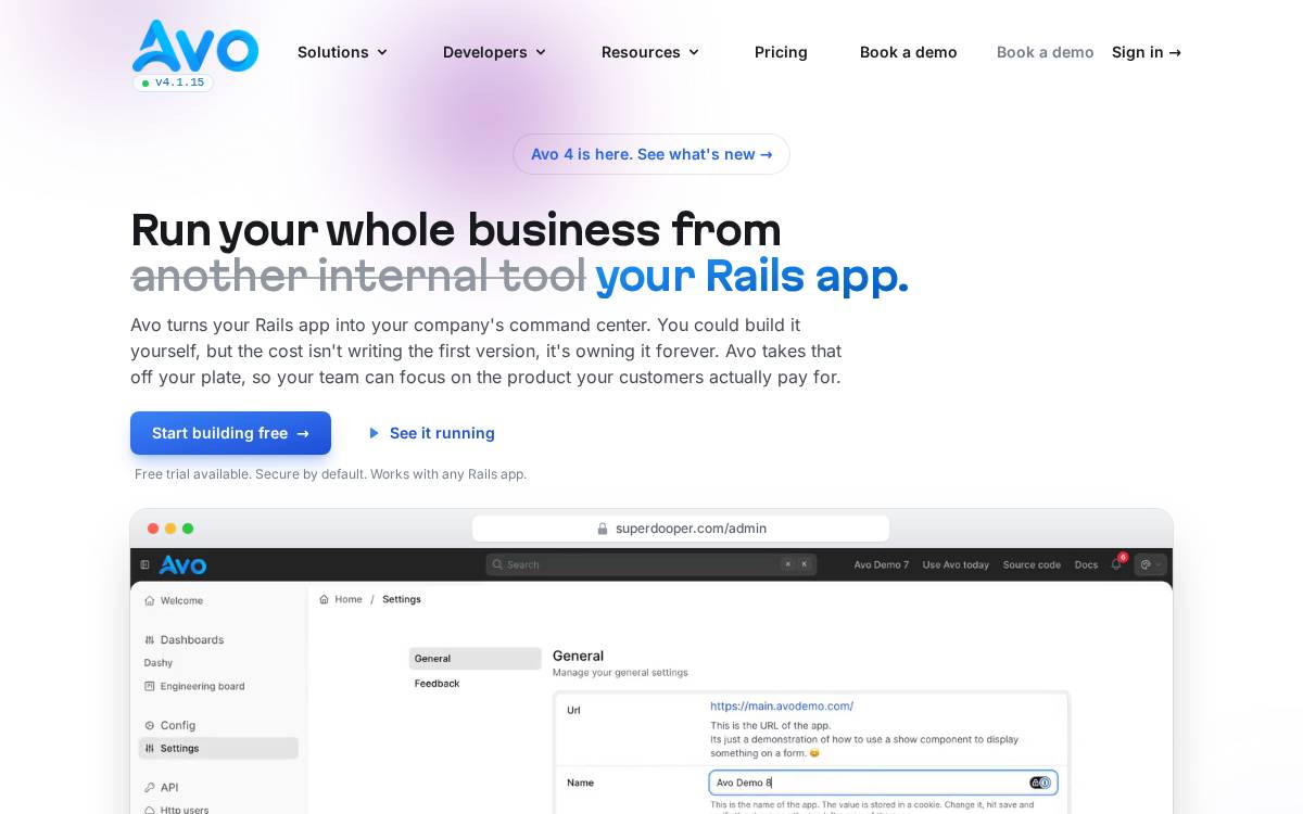 Avo website preview