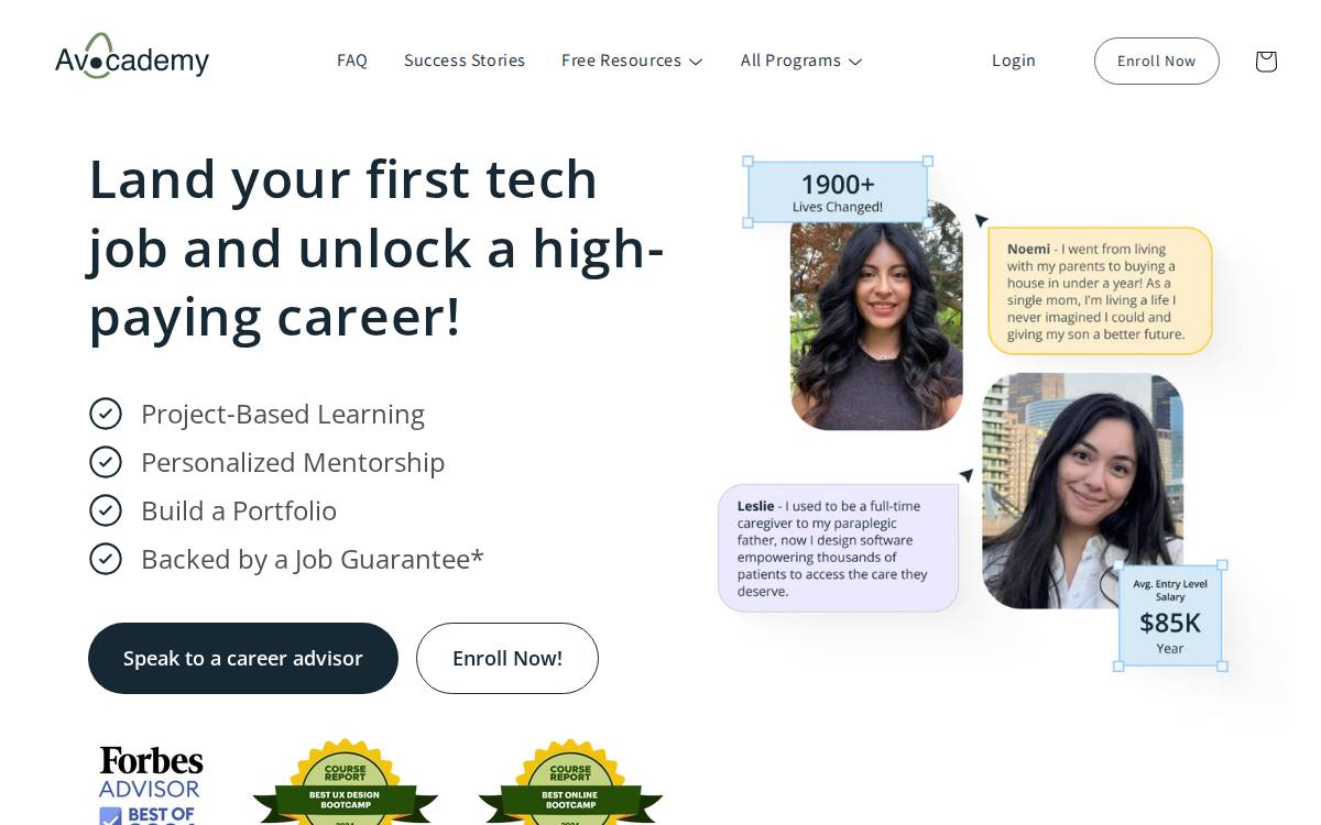 Avocademy website preview