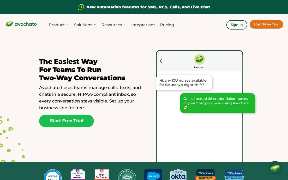 Avochato enterprise-saas website preview