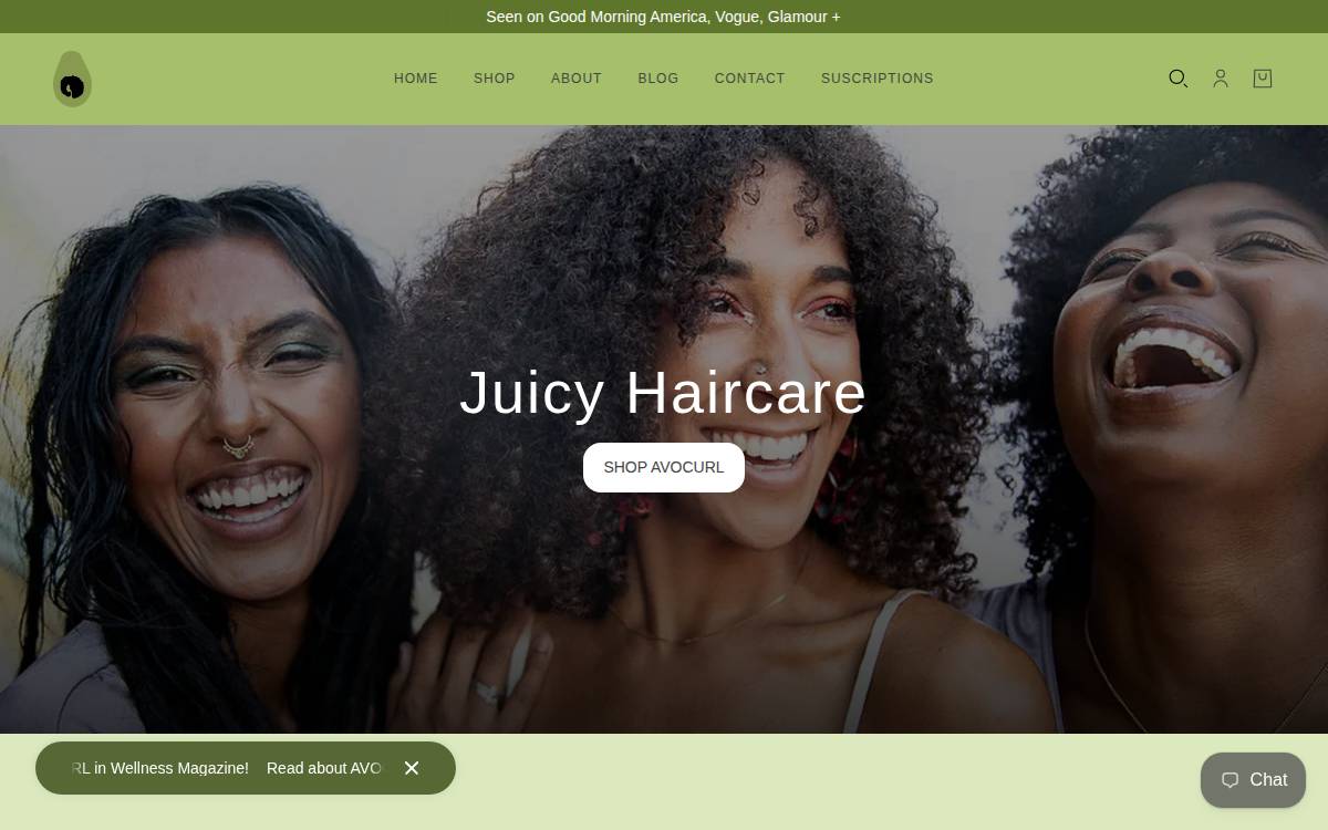 Avocurl website preview