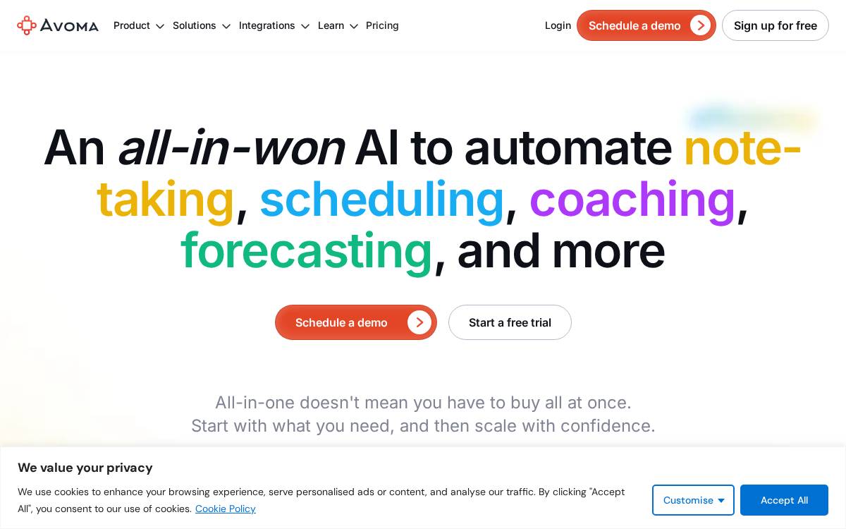 Avoma website preview