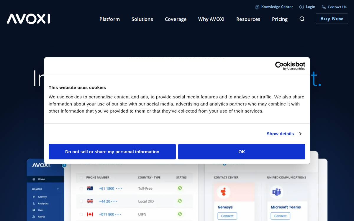 AVOXI website preview
