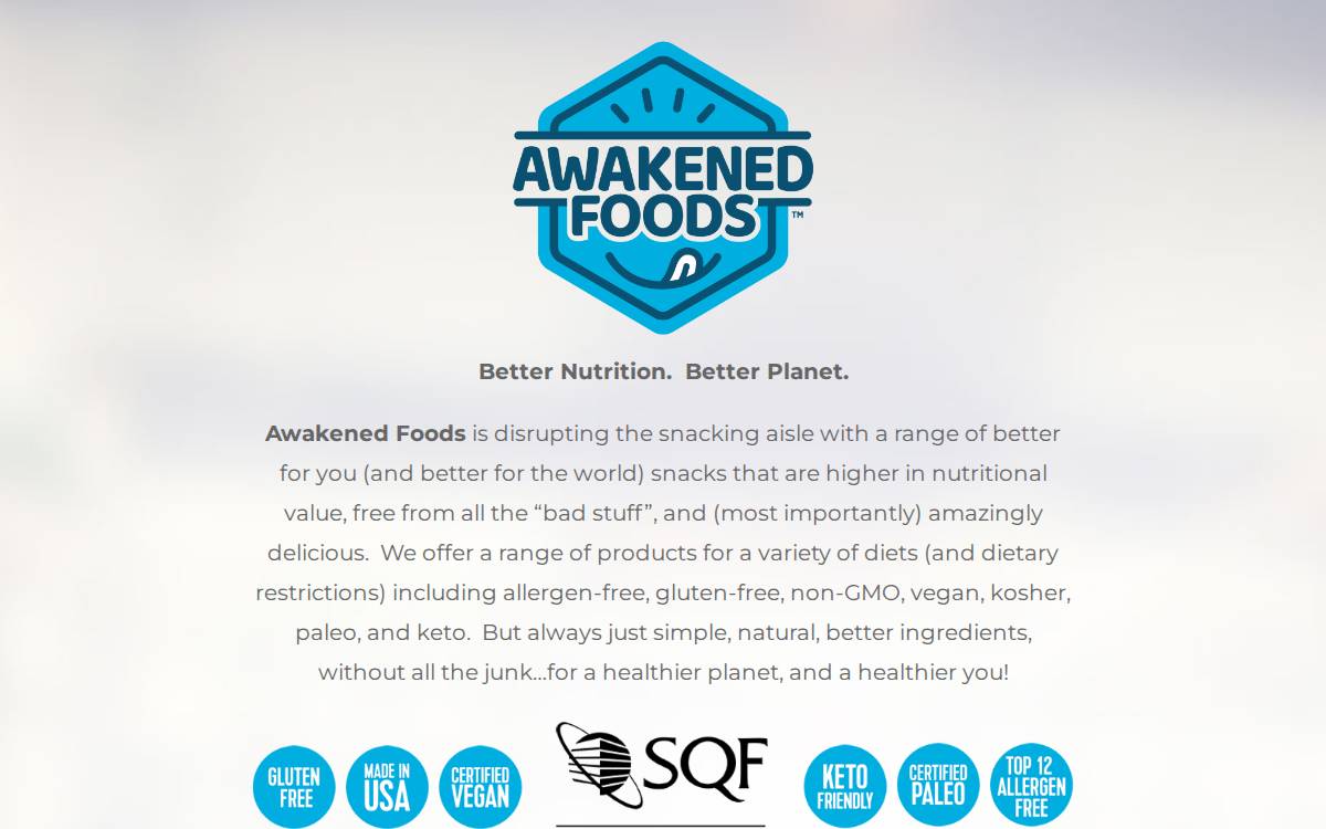 Awakened Foods website preview