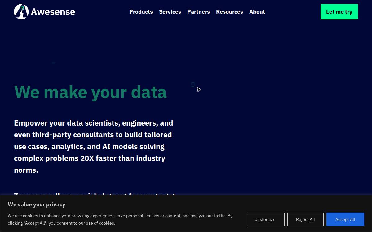 Awesense website preview