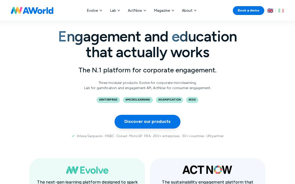Aworld website preview