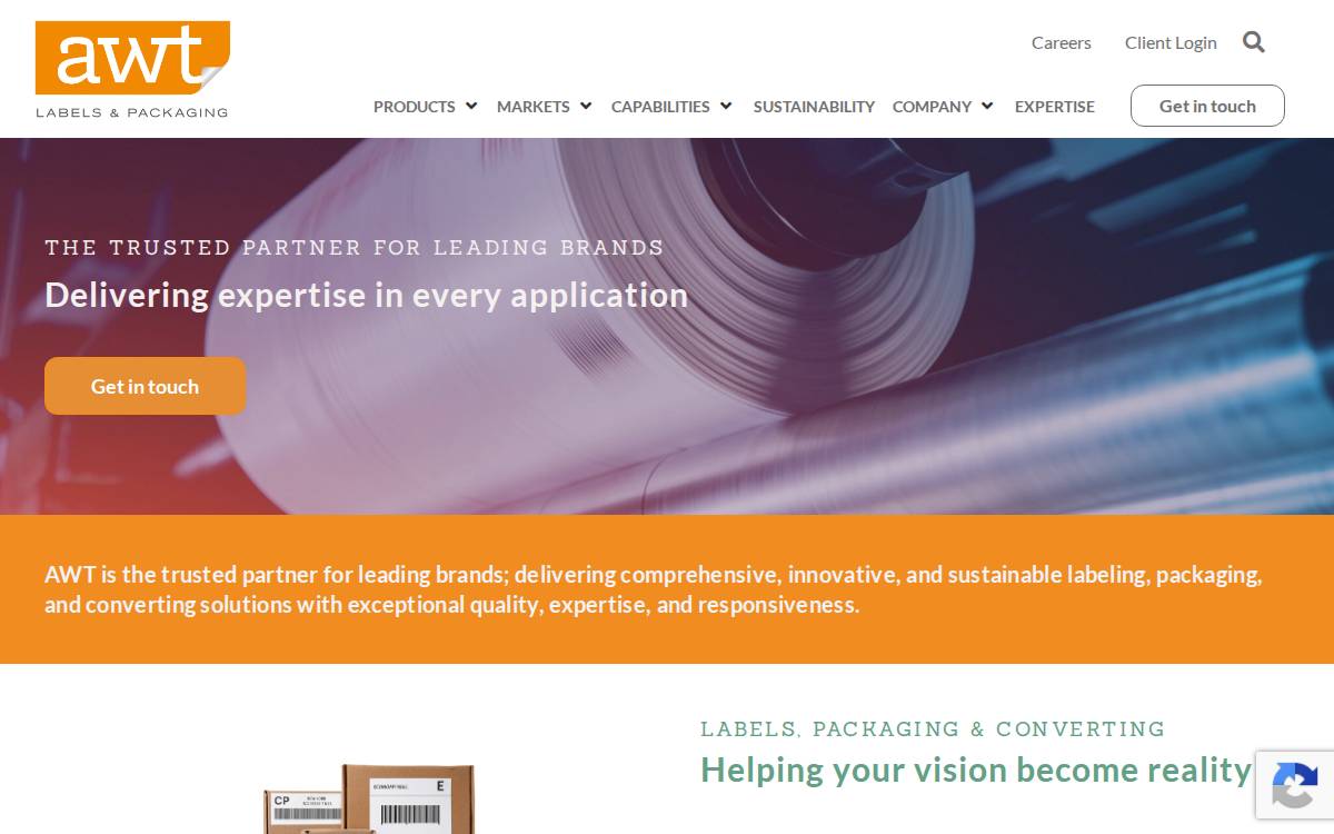AWT Labels & Packaging website preview