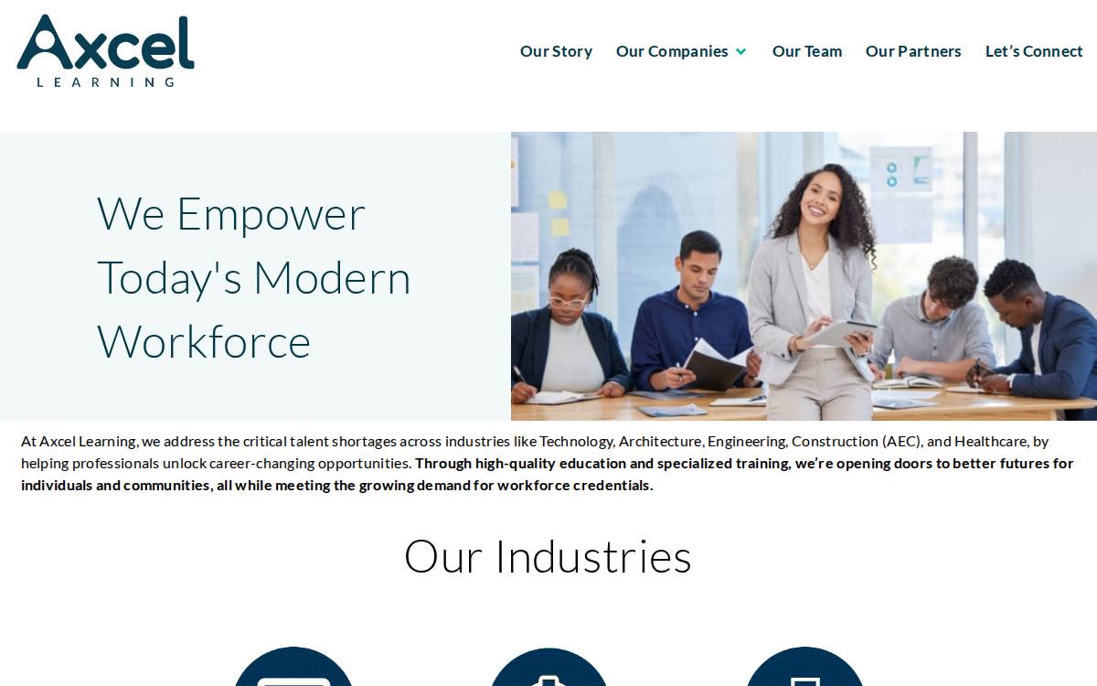 Axcel Learning website preview