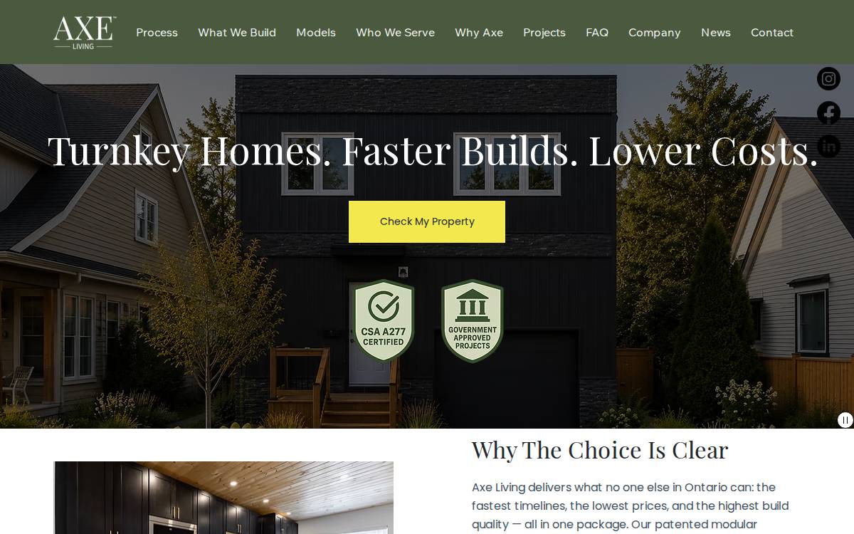 Axe Living website preview