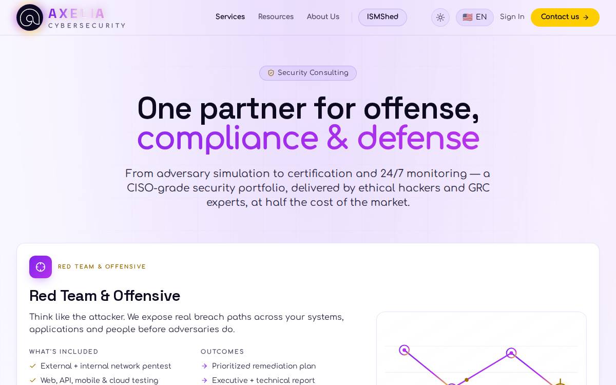 Axelia Cybersecurity website preview