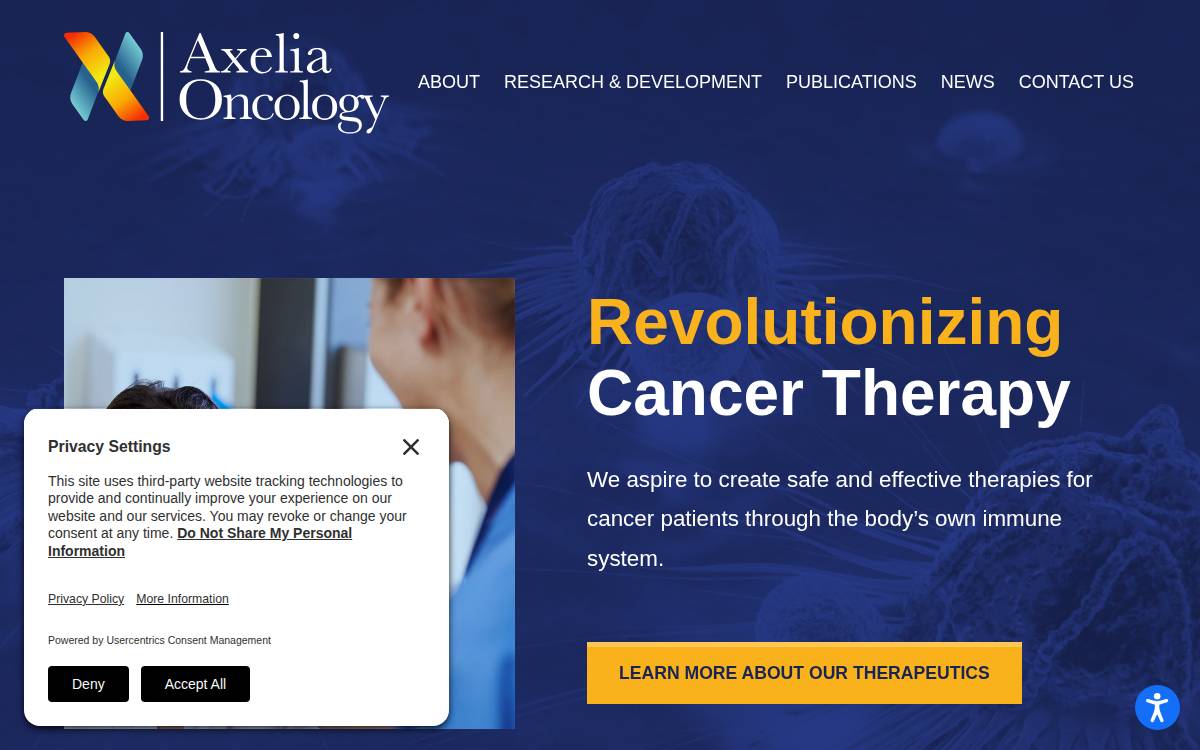 Axelia Oncology website preview