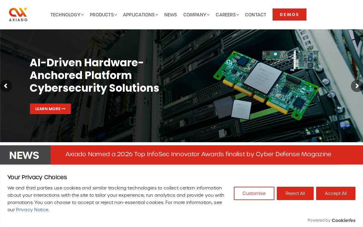 Axiado website preview