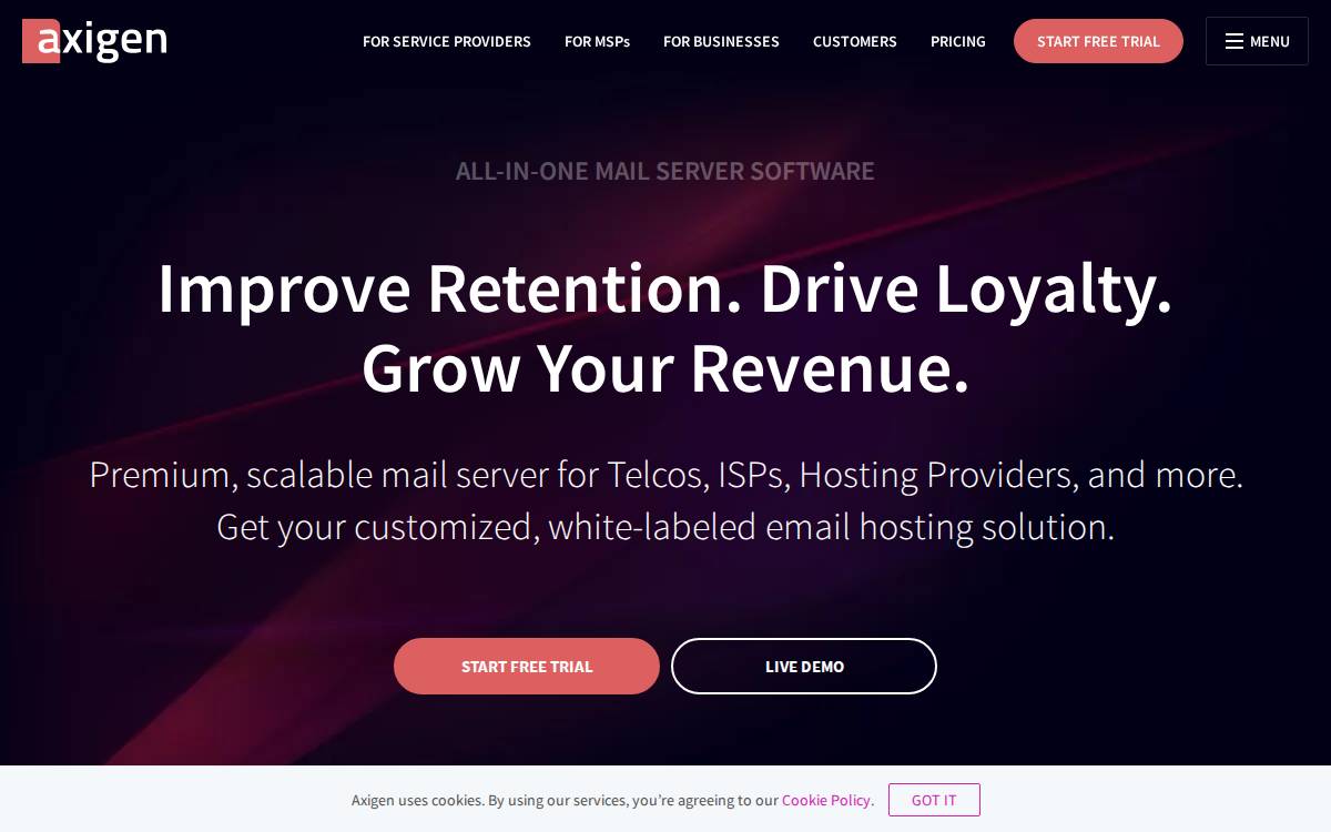 Axigen website preview