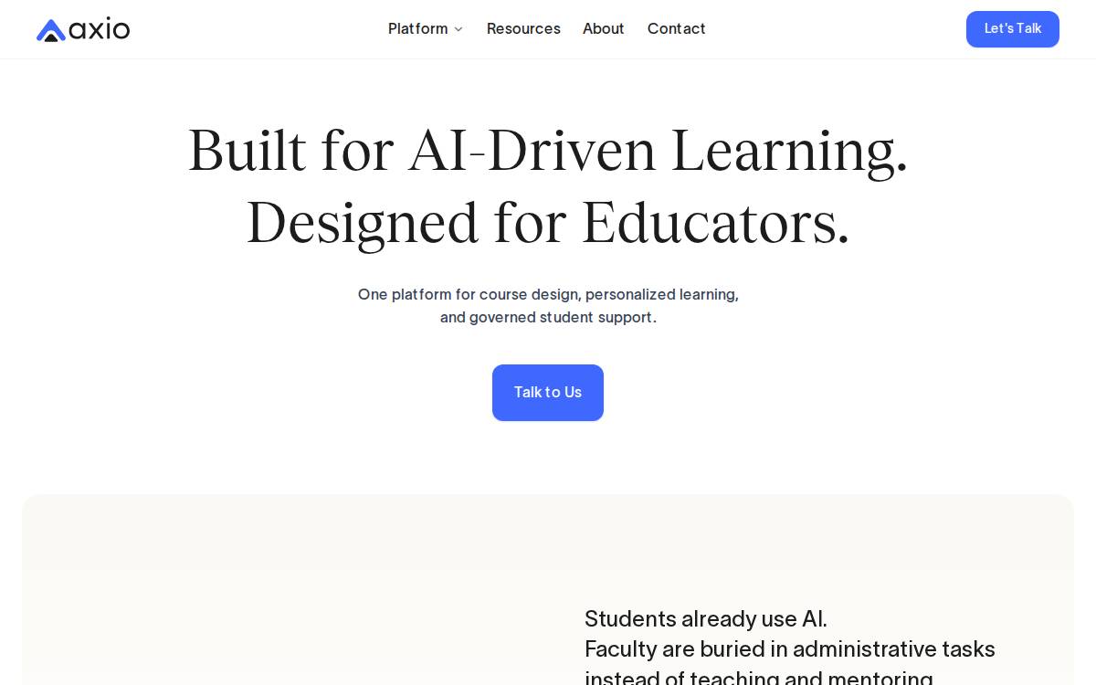 Axio website preview