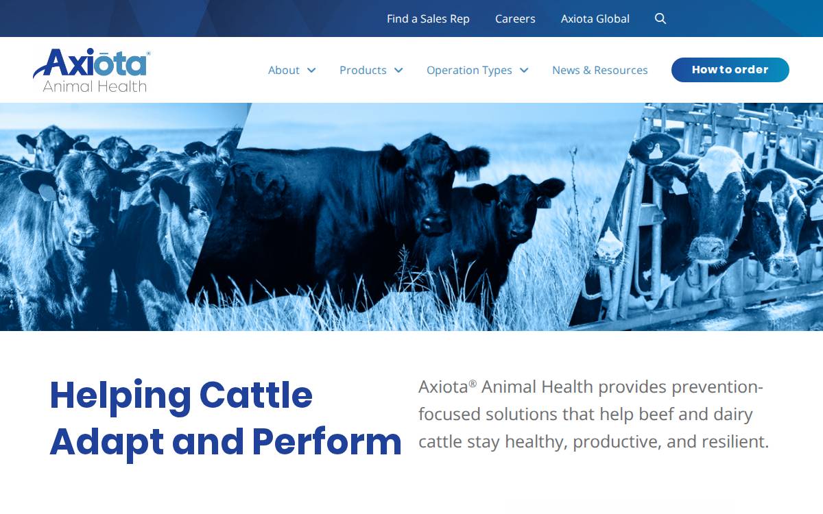 Axiota Animal Health website preview