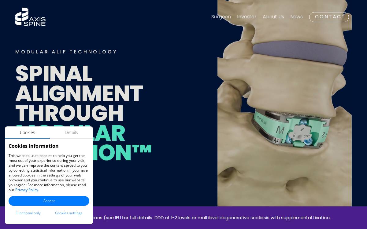 Axis Spine Technologies website preview