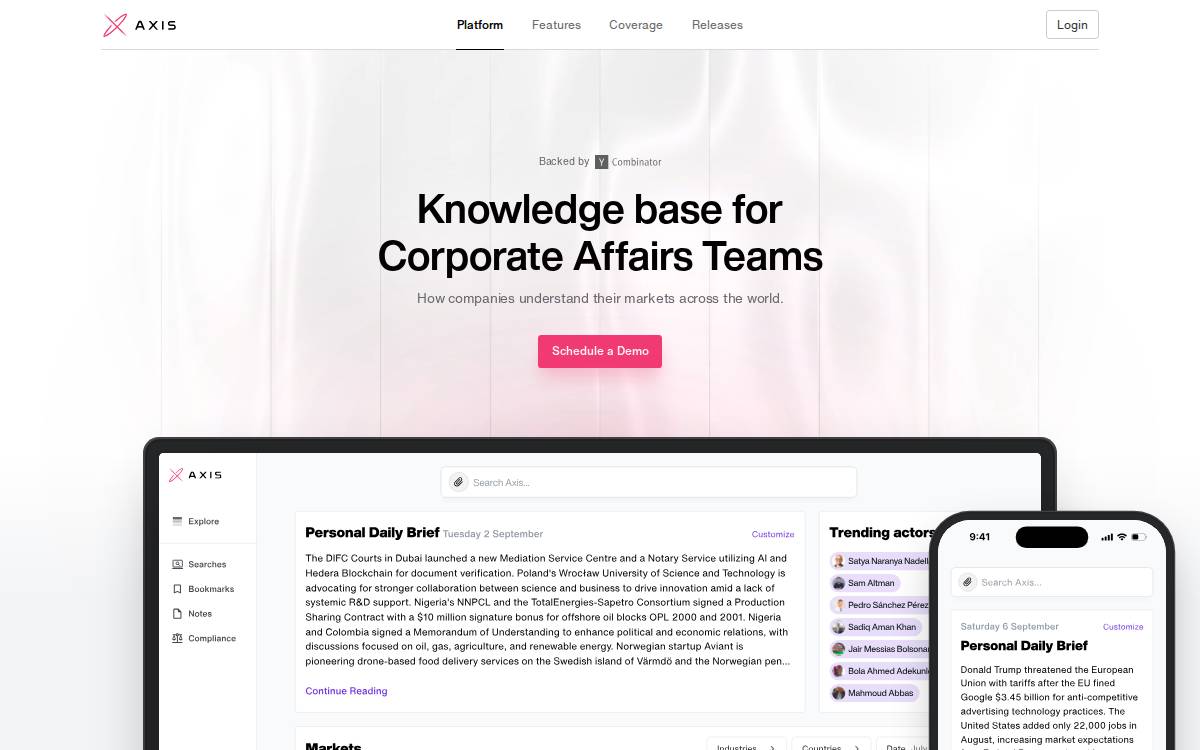 Axis website preview